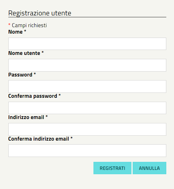 Form di registrazione